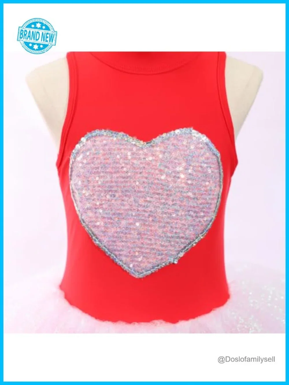 Girls Sequin Heart Ballet Tutu Dress Dance Recital Costume